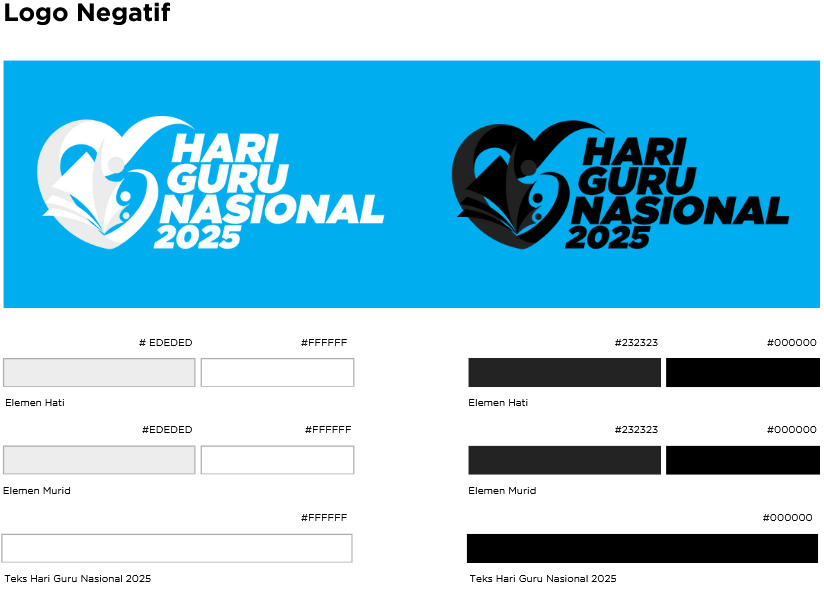 Logo Hari Guru 2025 negatif / hitam putih